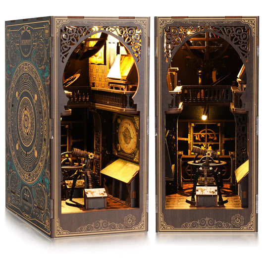 3D Wooden Puzzle Bookends Miniature House Kit DIY Toy House KitMini Model for Bookshelf Insert Decor for Adults Teens