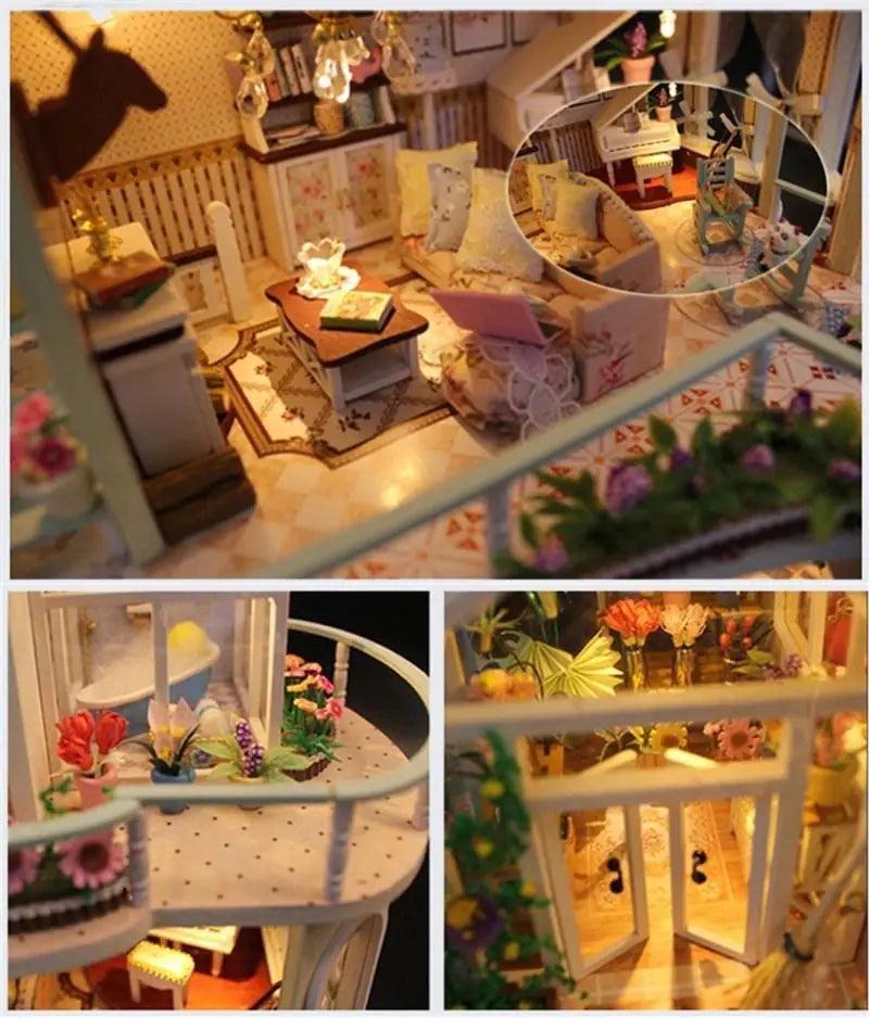 DIY Wooden Miniature House Building Model Kit