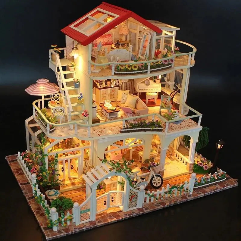 DIY Wooden Miniature House Building Model Kit